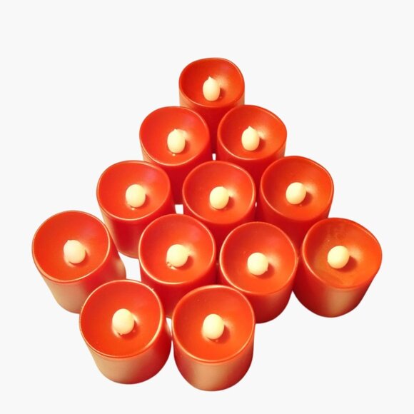 Flameless Red Votive Candles Lot 12 - Picture 1 of 14